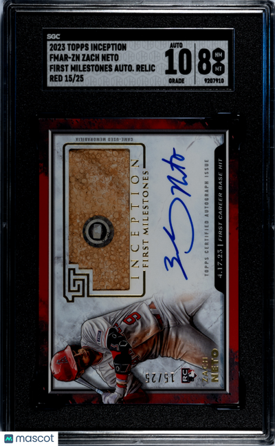 Sports Topps 2023 Topps Inception Zach Neto #Fmar-Zn First Auto Relic Red 25 SGC 8 Auto 10
