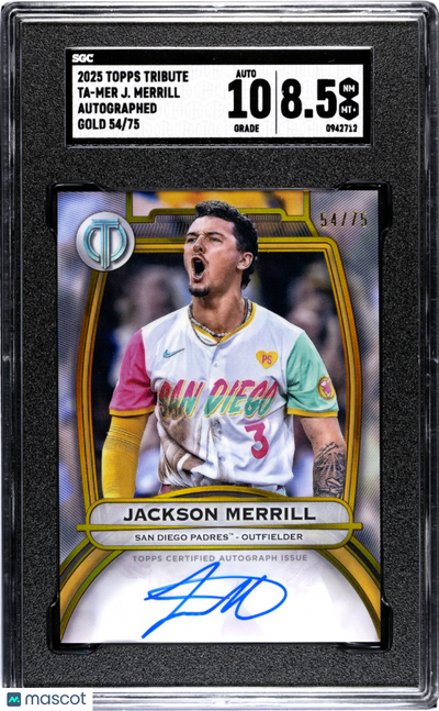 Sports Topps 2025 Topps Tribute Jackson Merrill #Ta-Mer Autograph Gold SGC 8.5 Auto 10