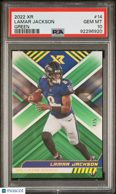 Sports Panini 2022 Panini Xr Lamar Jackson #14 Green 4/5 PSA 10