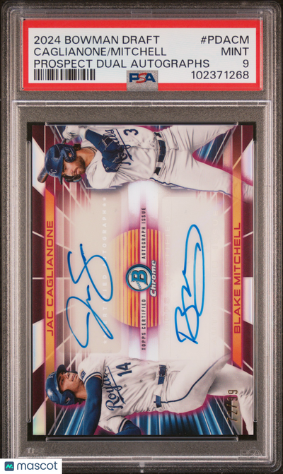 Baseball Bowman 2024 Bowman Draft Prospect Dual Autographs Mitchell Caglianone #Pdacm /99 PSA 9