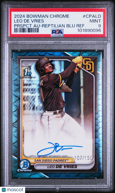 Baseball Bowman 2024 Bowman Prospect Auto Leo De Vries #Cpald Prspct Reptilian Blu /150 PSA 9