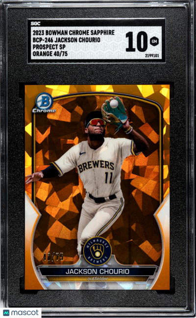 Baseball Bowman 2023 Bowman Sapphire Jackson Chourio #Bcp-246 Chr. Pros. Var. Orange SGC 10