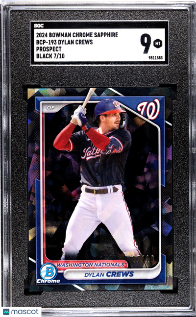 Baseball Bowman 2024 Bowman Chrome Sapphire Dylan Crews #Bcp-193 Prospect Black SGC 9