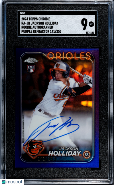 Sports Topps 2024 Topps Chrome Jackson Holliday #Ra-Jh Rk. Autograph Purple Refractor SGC 9