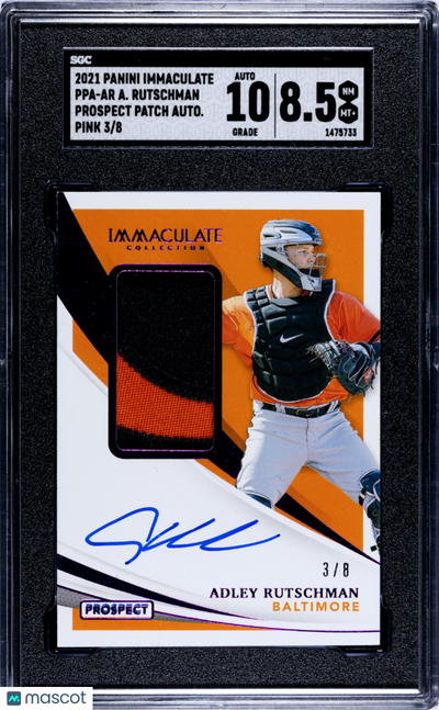 UFC MMA Panini 2021 Panini Immaculate Adley Rutschman #Ppa-Ar Patch Pink SGC 8.5 Auto 10