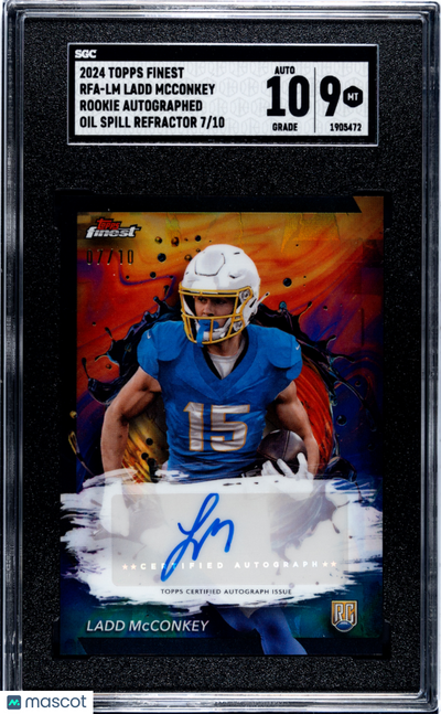 Sports Topps 2024 Topps Finest Ladd Mcconkey #Rfa-Lm Rookie Oil Spill Refractor SGC 9 Auto 10