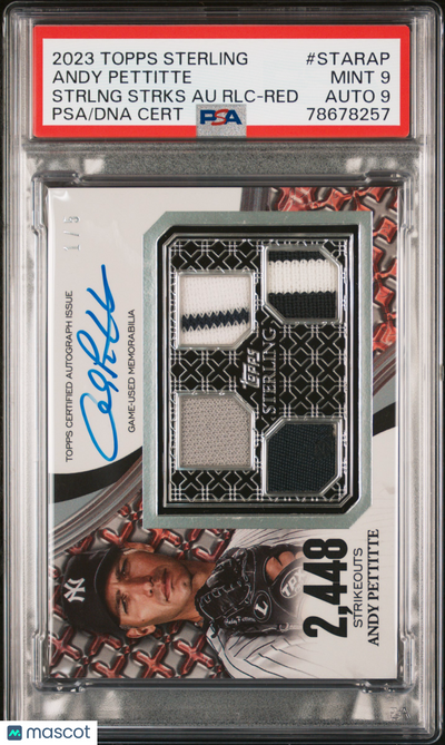 Sports Topps 2023 Topps Sterling Strikes Auto Andy Pettitte #Starap Red 1 / 5 PSA 9 Auto 9
