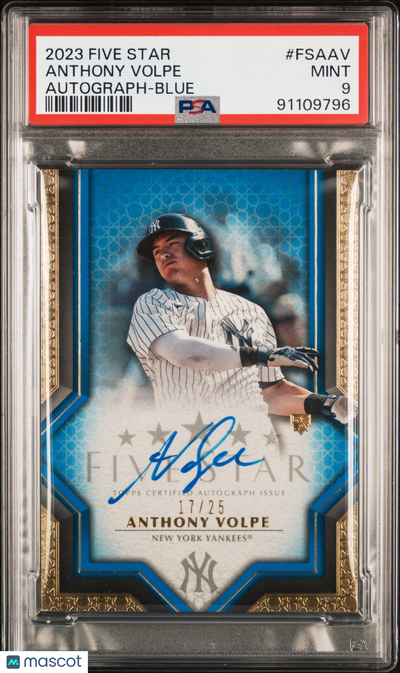 Sports Topps 2023 Topps Five Star Autographs Anthony Volpe #Fsaav Blue 17/25 PSA 9