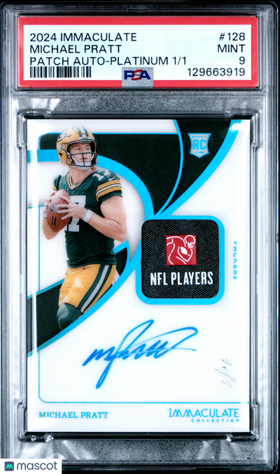 UFC MMA Panini 2024 Panini Immaculate Michael Pratt #128 Patch Auto Platinum 1/1 PSA 9