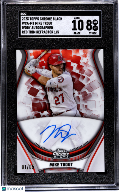 Sports Topps 2023 Topps Black Mike Trout #Wca-Mt Ivory Auto Red Trim Refractor SGC Auto 10