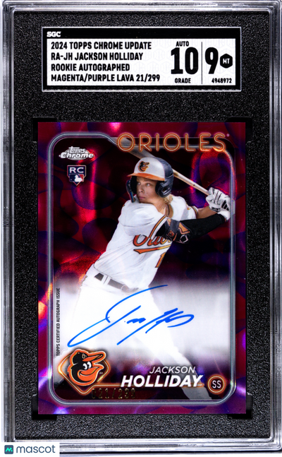 Sports Topps 2024 Topps Update Jackson Holliday #Ra-Jh Rc Magenta Purple Lava SGC 9 Auto 10