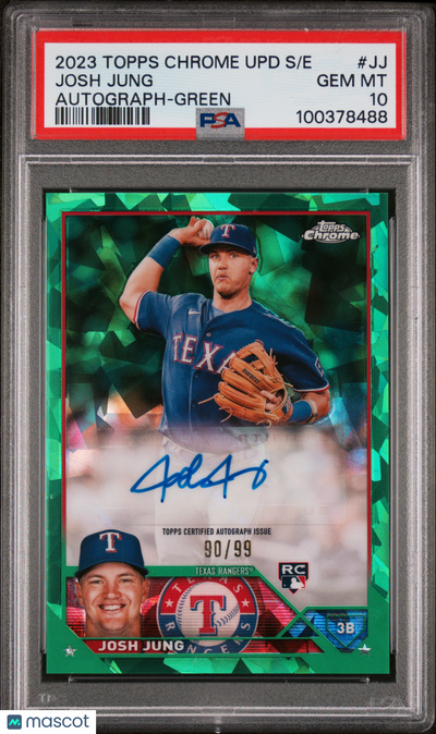 Sports Topps 2023 Topps Chrome Update Sapphire Edition Auto Josh Jung #Jj Green 90/99 PSA 10