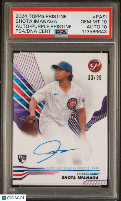 Sports Topps 2024 Topps Pristine Pristine Auto Shota Imanaga #Pasi Purple /99 PSA 10 Auto 10