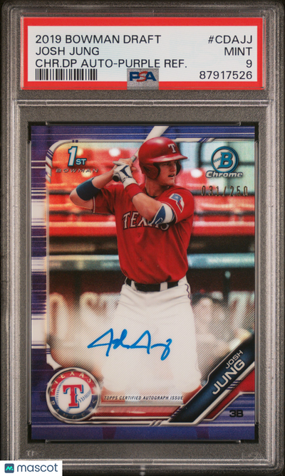 Baseball Bowman 2019 Bowman Draft Chrome Auto Josh Jung #Cdajj Chr. DP Purple 031/250 PSA 9