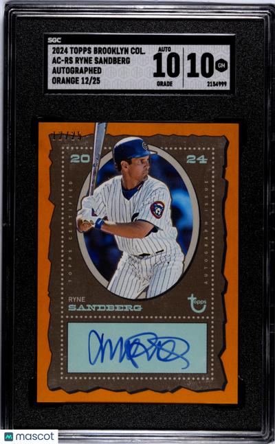Sports Topps 2024 Topps Brooklyn Collection Ryne Sandberg #Ac-Rs Orange SGC 10 Auto 10
