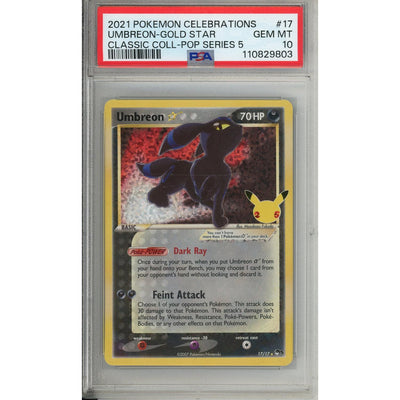 Pokémon Pokemon Graded: Umbreon Gold Star 17/17 Celebrations Classic Collection (2021) Holo PSA 10