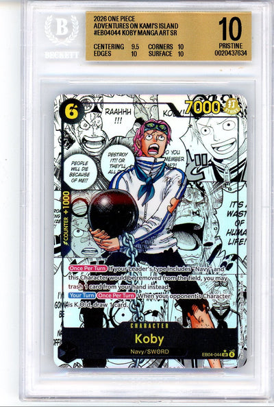 One Piece TCG Koby 2026 One Piece Adventures On Kami'S Island Manga SR #Eb04-044 BGS 10