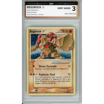 Pokémon Pokemon Graded: Portuguese Regirock Gold Star 91/92 Legend Maker (2006) Holo Capy 3