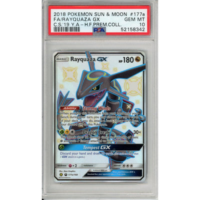 Pokémon Pokemon Graded: Rayquaza GX 177a/168 Sun & Moon Celestial Storm (2018) Full Art Holo PSA 10