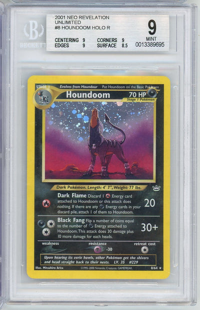 Pokémon Houndoom 2001 Pokemon Neo Revelation Holo (Double Holo Error) #8/64 BGS 9