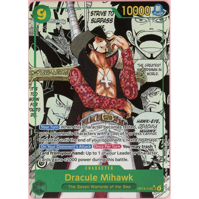 Pokémon One Piece Single: Dracule Mihawk Manga Alt Art Op14-119 The Azure Sea'S Seven NM