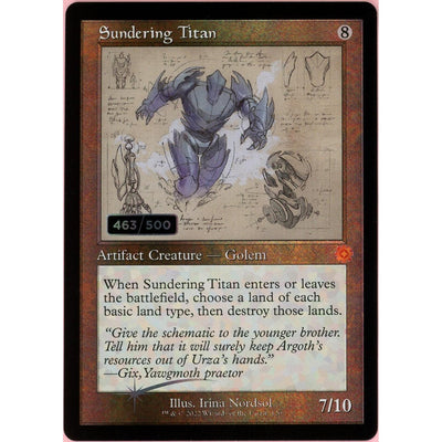 Magic The Gathering MTG Single: Sundering Titan Serialized 463/500 Brother'S War Retro Artifacts NM