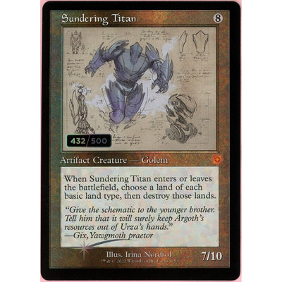 Magic The Gathering MTG Single: Sundering Titan Serialized 432/500 Brother'S War Retro Artifacts NM