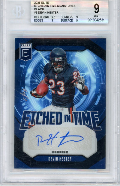 Sports Panini Devin Hester 2025 Panini Donruss Elite Etched In Time Signatures #'D 1 Of 1 BGS 9