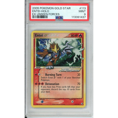Pokémon Pokemon Graded: Entei Gold Star 113/115 EX Unseen Forces (2005) Holo PSA 9