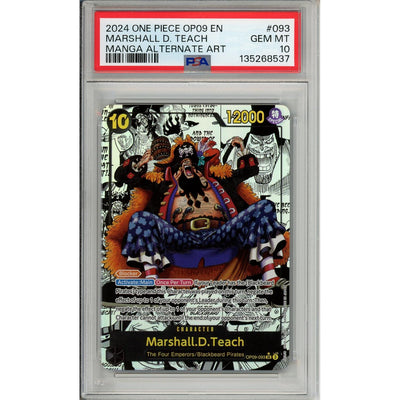 One Piece TCG One Piece Graded: Marshall D. Teach Manga Alt Art Op09-093 Emperors In The New World PSA 10