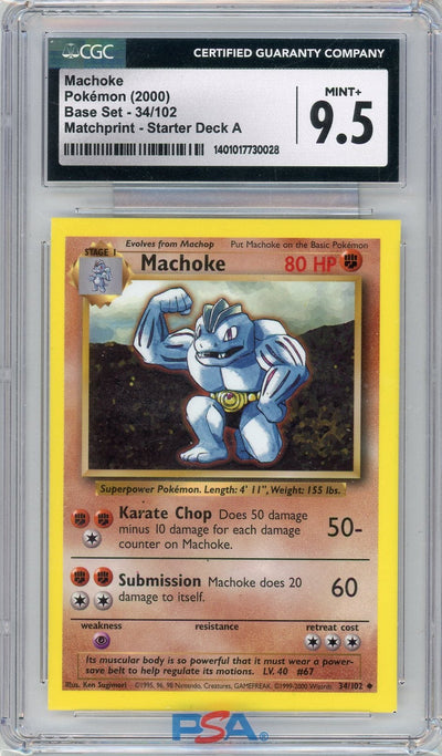 Pokémon Machoke 2000 Pokemon Base Set Matchprint - Starter Deck A #34/102 CGC 9.5