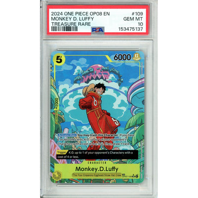 One Piece TCG One Piece Graded: Monkey D. Luffy Op07-109 Treasure Rare PSA 10