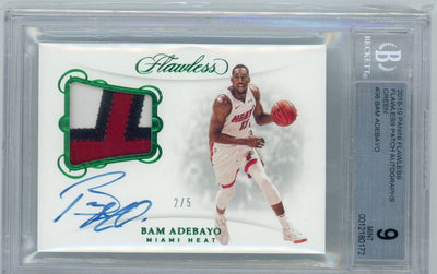 Basketball Panini 2018-19 Panini Flawless Patch Autographs Green Bam Adebayo BGS 9 (2/5)