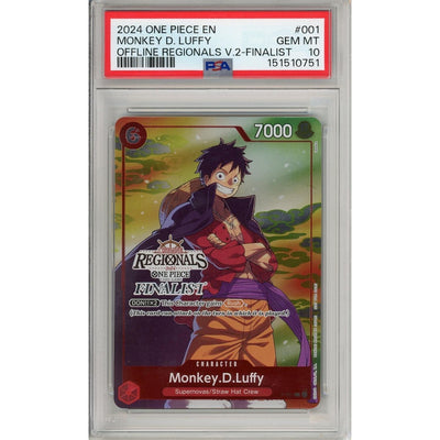 One Piece TCG One Piece Graded: Monkey D. Luffy P-001 Offline Regionals V.2- Finalist PSA 10