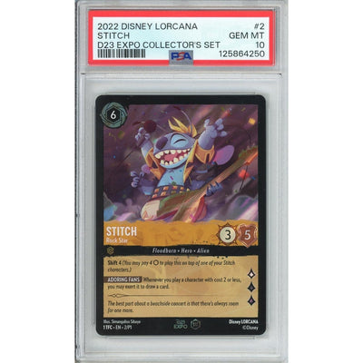 Disney Lorcana Disney Lorcana Graded: Stitch Rock Star #2 D23 Expo Collector'S Set (2022) Holo PSA 10