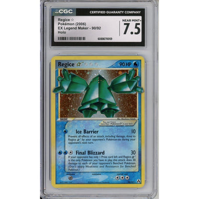 Pokémon Pokemon Graded: Regice Gold Star 90/92 EX Legend Maker (2006) Holo CGC 7.5