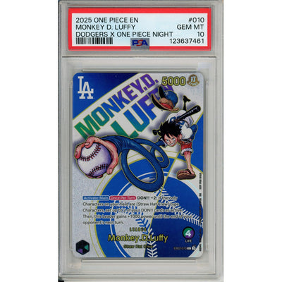 One Piece TCG One Piece Graded: Monkey D. Luffy Eb02-010 Dodgers X One Piece Night (2025) PSA 10