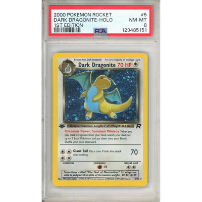 Pokémon Pokemon Graded: Dark Dragonite 1st Edition 5/82 Team Rocket (2000) Holo PSA 8