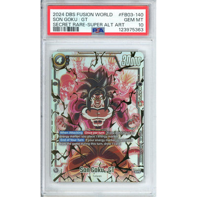 Pokémon Dragon Ball Graded: Son Goku : Gt Fb03-140 Dragon Ball Fusion World Raging Roar (2024) Super Rare Alt Art PSA 10