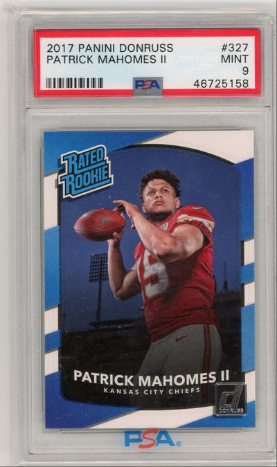 Sports Patrick Mahomes 2017 Donruss Football Rated Rookie #327 PSA 9