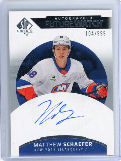 Hockey Matthew Schaefer 2025-26 SP Authentic Autographed Future Watch #'D 104/999