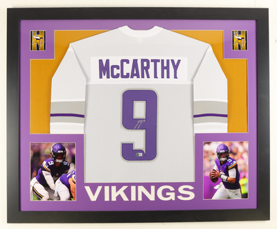 Sports J.J. Mccarthy Autographed Signed Custom Framed Jersey Display (Beckett)