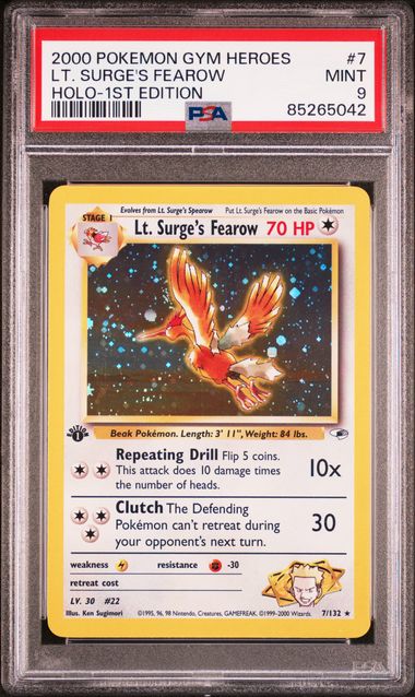 Pokémon Lt. Surge'S Fearow 2000 Pokemon Gym Challenge 1st Edition Holo #7/132 PSA 9