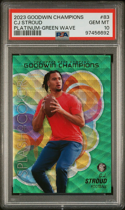 Sports Upper Deck Cj Stroud 2023 Upper Deck Goodwin Champions Splash Of Color Green Wave #'D 05/10 PSA 10