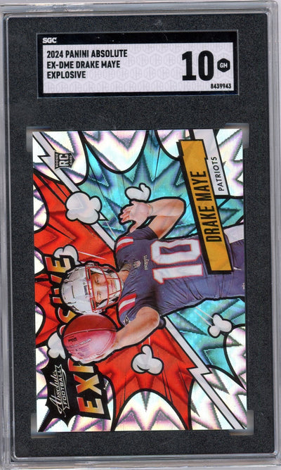 Sports Panini Drake Maye 2024 Panini Absolute Explosive Rookie SSP SGC 10