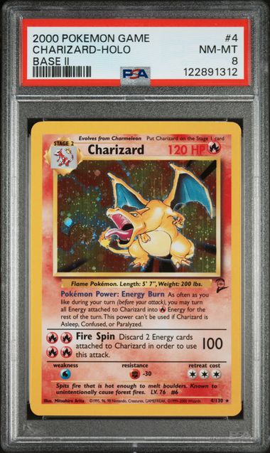 Pokémon Charizard PokéMon Base Set 2 Holo #4/130 PSA 8