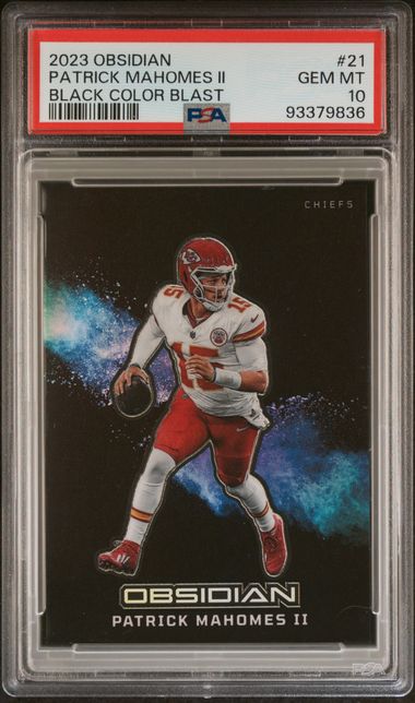Sports Panini Patrick Mahomes 2023 Panini Obsidian Black Color Blast PSA 10