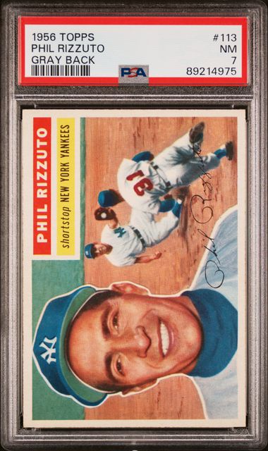 Baseball Topps Phil Rizzuto 1956 Topps Gray Back #113 PSA 7