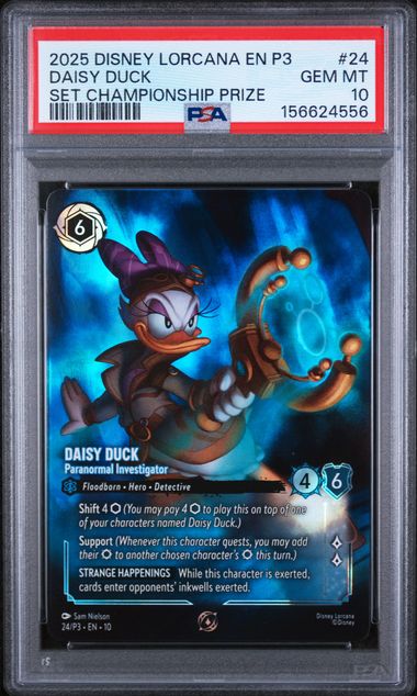 Disney Lorcana Daisy Duck 2025 Disney Lorcana Set Championship Prize #24 PSA 10