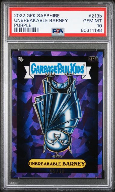 Sports Topps Unbreakable Barney 2022 Gpk Sapphire Purple #'D 5/10 PSA 10